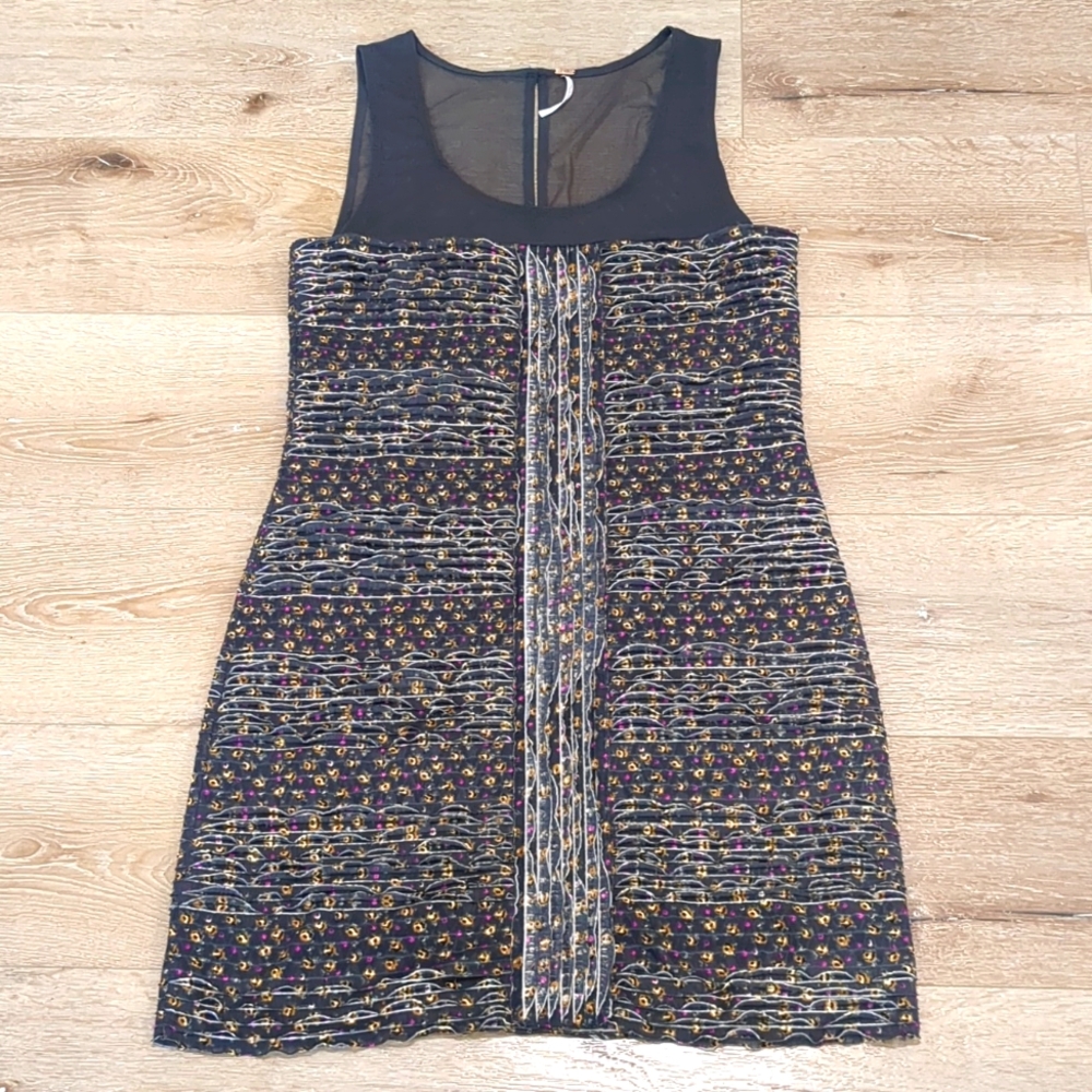 Y2K Free People Black and Gray Mini Dress